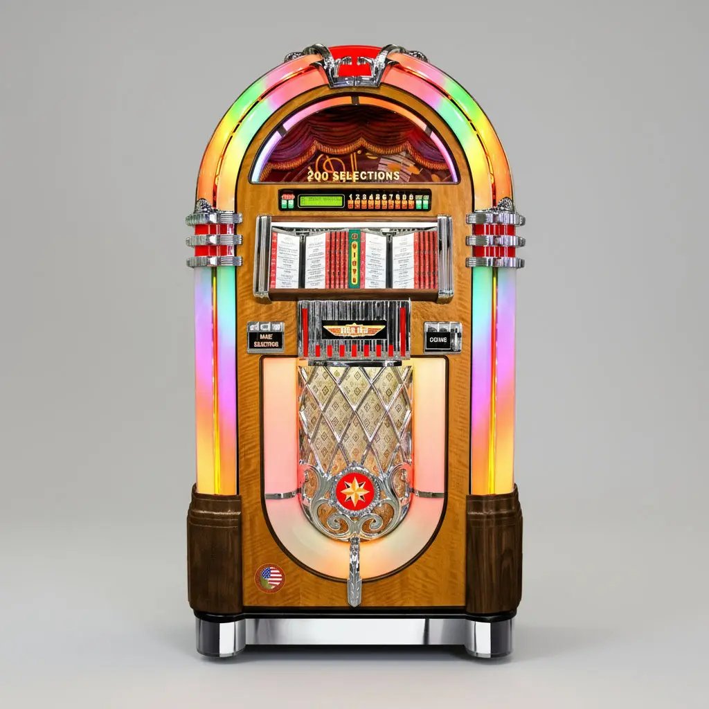 rock-ola-bubbler-vinyl-45-deluxe-jukebox-walnuss-bluetooth image 1