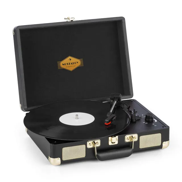 auna-peggy-sue-koffer-plattenspieler-usb-cinch-kopfh-rer-schwarz-gold image 1