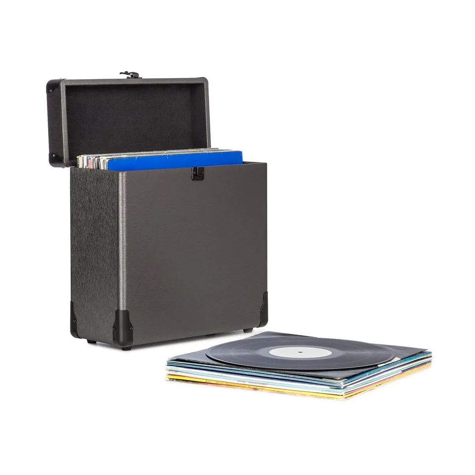 auna-vinylbox-schallplattenkoffer-f-r-30x-12-lps-aluminium-schwarz image 1