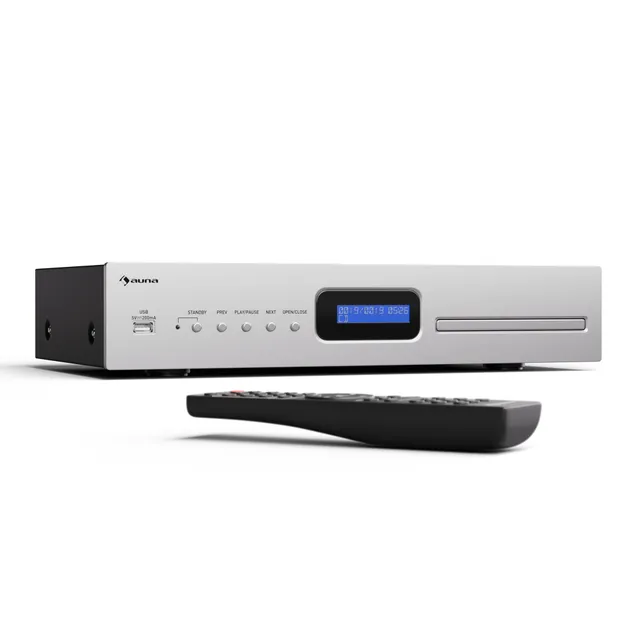 auna-art22-hifi-cd-player-mit-slot-in-usb-und-fernbedienung-silber image 1
