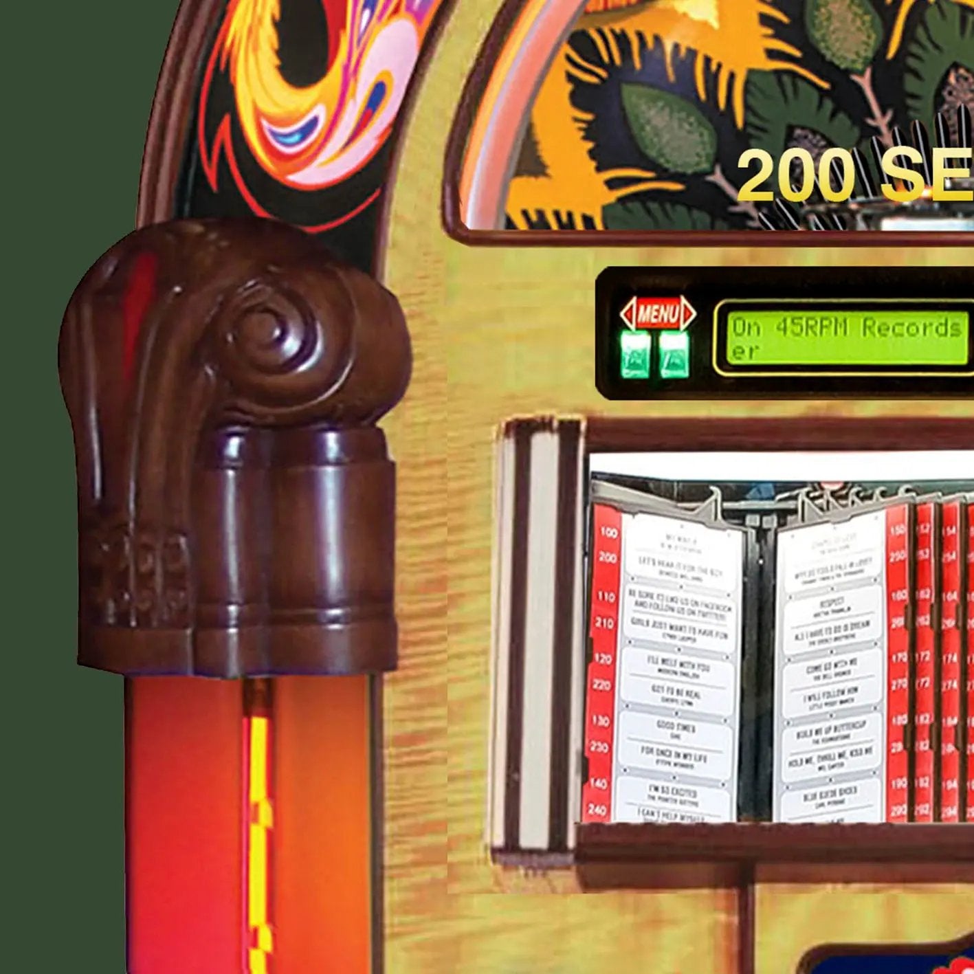 rock-ola-authentic-peacock-bubbler-vinyl-45-jukebox-walnut image 5
