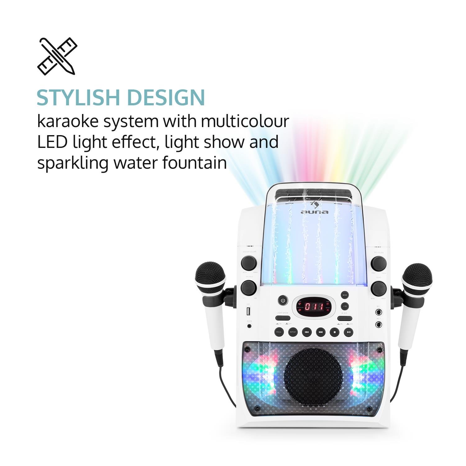 auna-kara-liquida-bt-karaoke-anlage-mit-dazzl-mic-set-und-led-wasserfont-ne-grau image 3