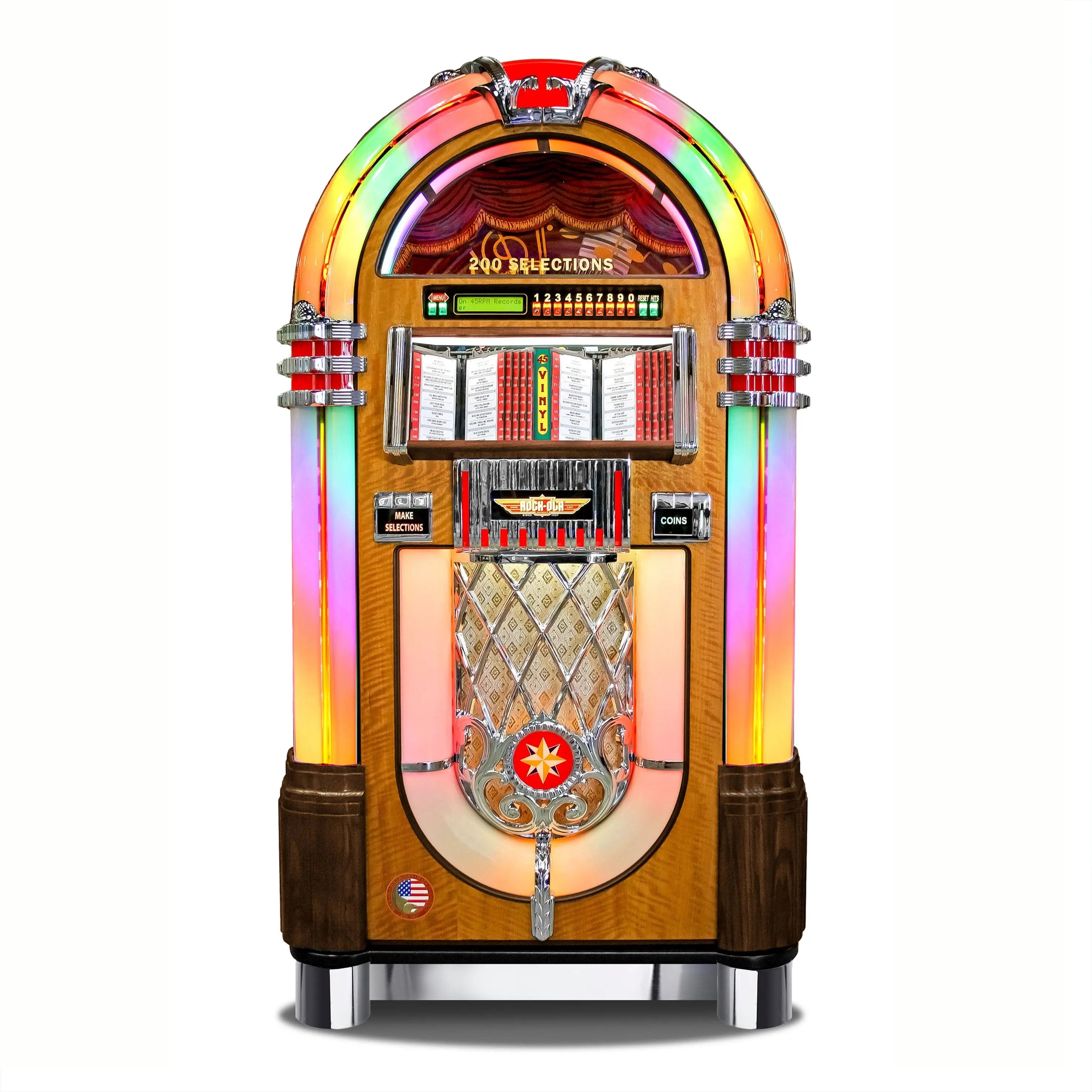 rock-ola-bubbler-vinyl-45-jukebox-walnuss-200-titel-bluetooth image 1