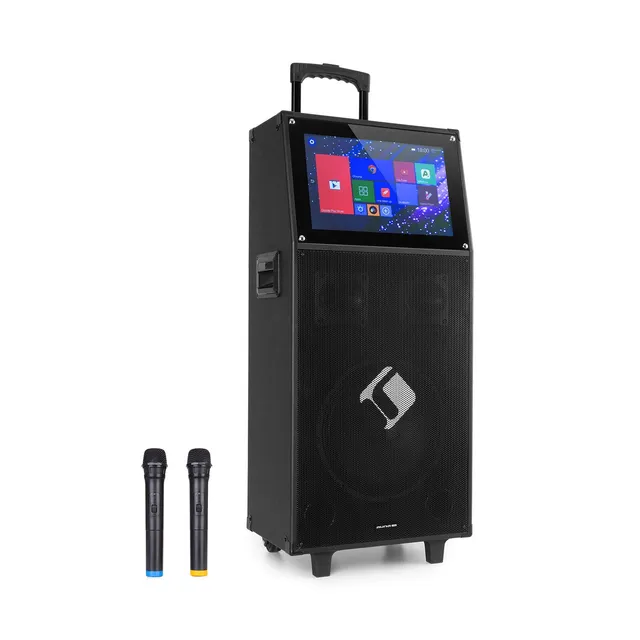 auna-ktv-mobile-pa-soundanlage-mit-touch-display-2-uhf-mikrofonen-und-akku-schwa image 1