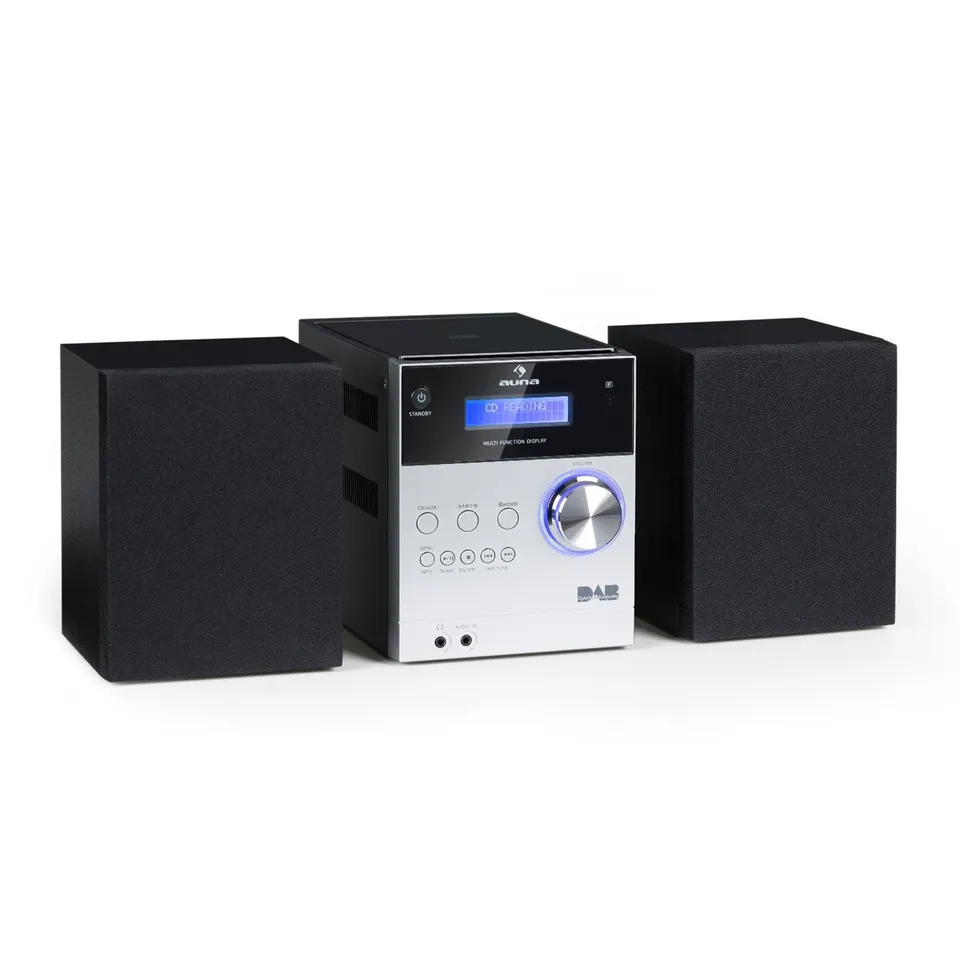 auna-mc-20-dab-micro-stereoanlage-silber-mini-hifi-anlage-mit-bluetooth-und-cd image 1