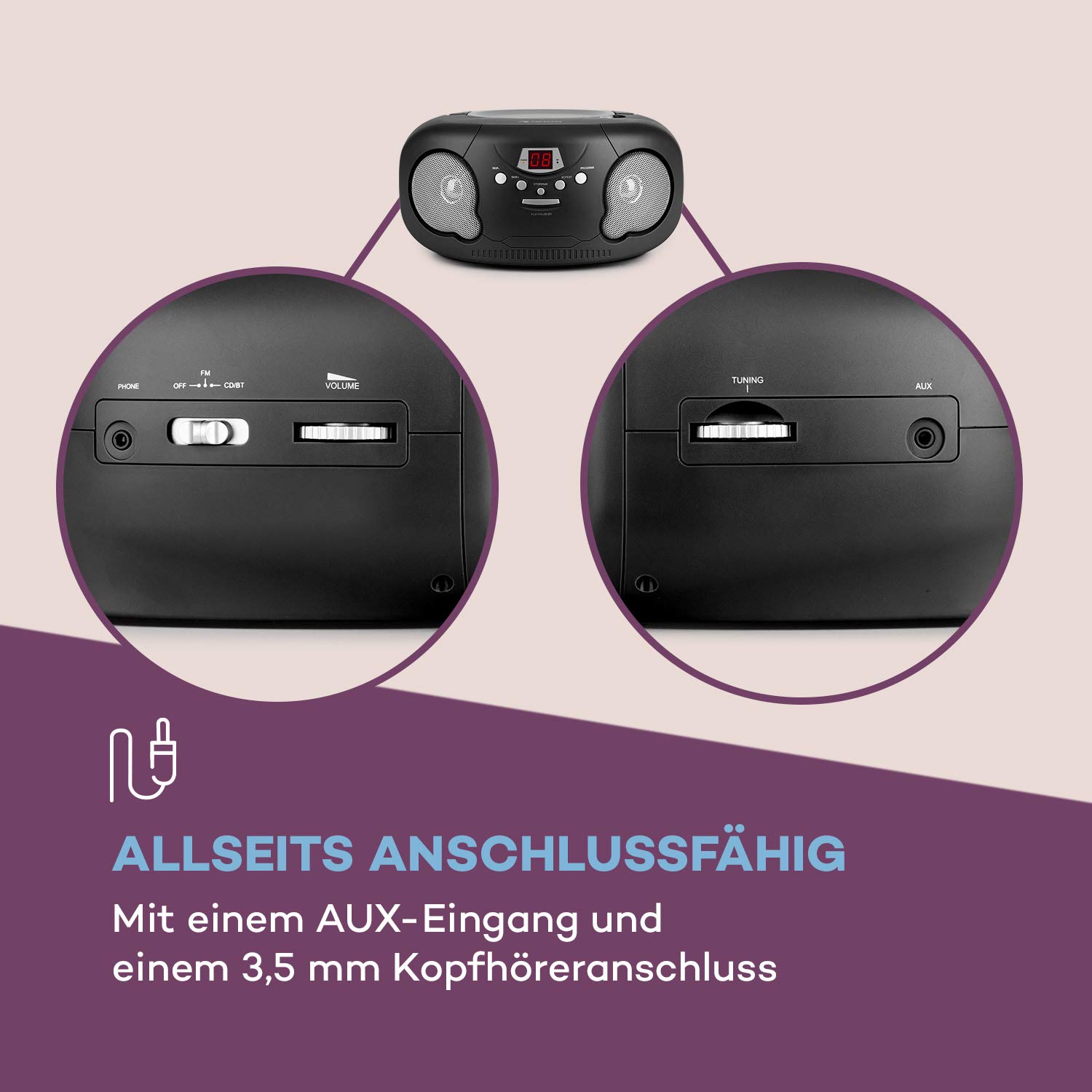 auna-black-bonbon-cd-boombox-bluetooth-ukw-schwarz image 5