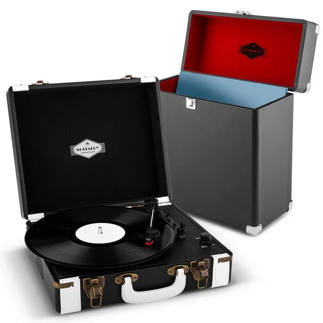 auna-jerry-lee-record-collector-set-plattenspieler-koffer-f-r-30-lps-schwarz image 1