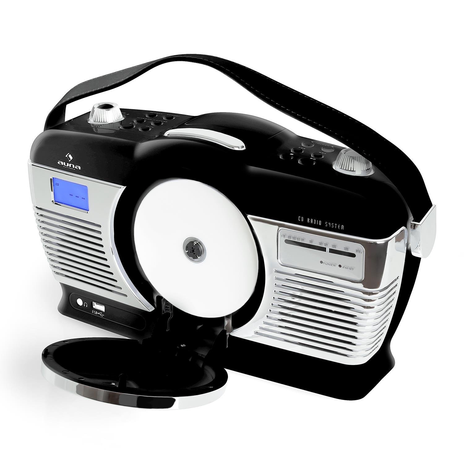 auna-rcd-70-retro-cd-radio-ukw-usb-kofferradio-schwarz image 3