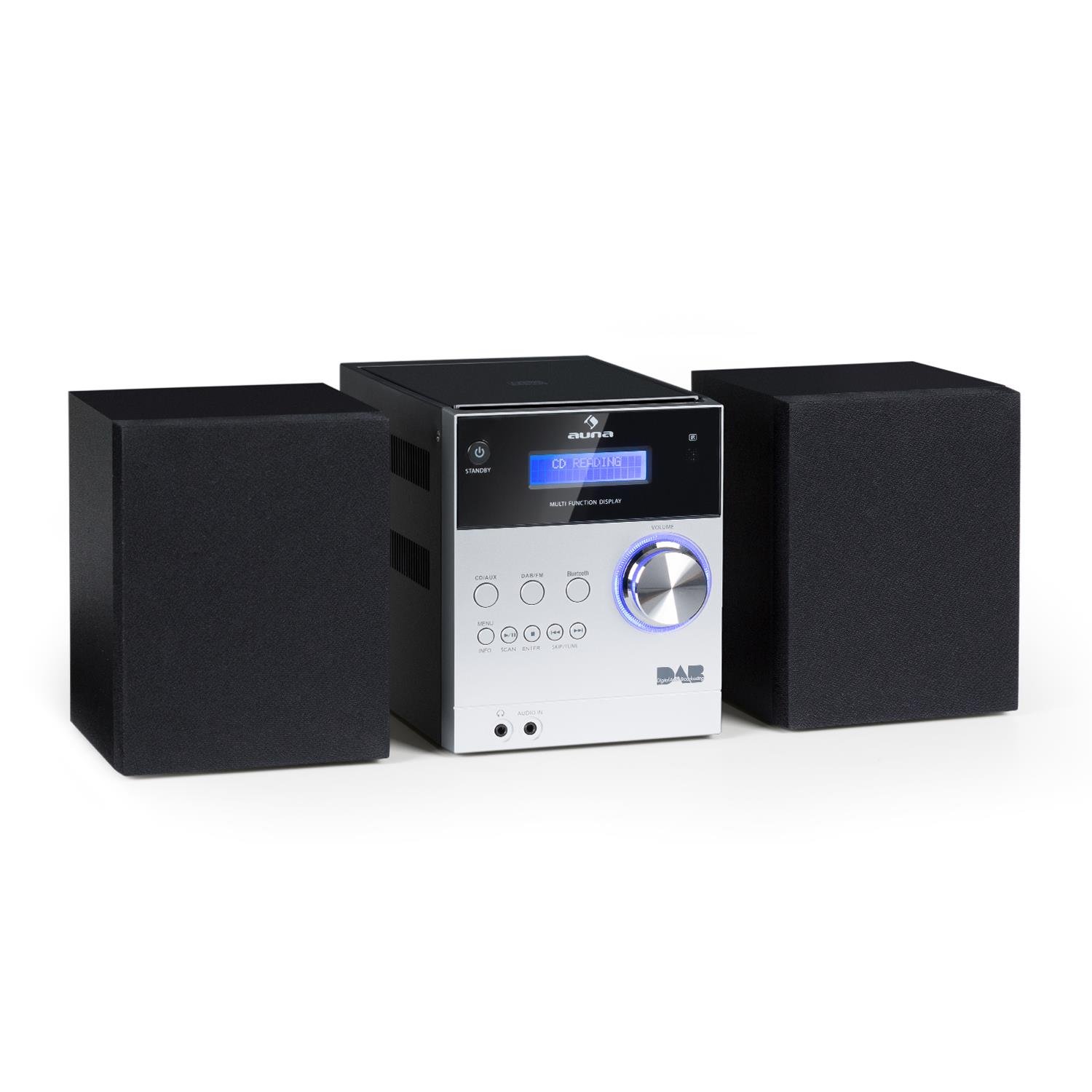 auna-mc-20-dab-micro-stereoanlage-silber-mini-hifi-anlage-mit-bluetooth-und-cd image 1