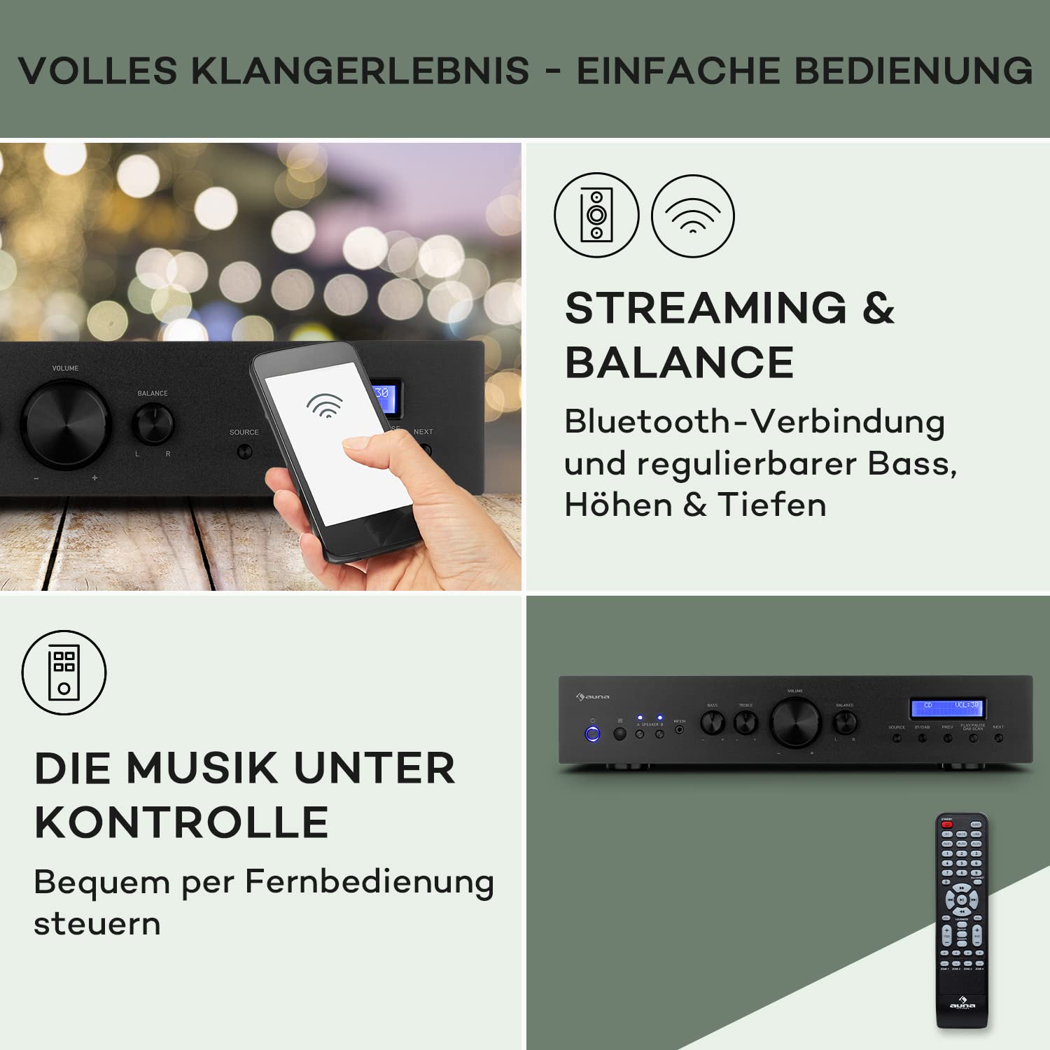 auna-hifi-stereo-mini-verst-rker-2-kanal-4x100-w-mit-dab-radio-und-fernbedienung image 4