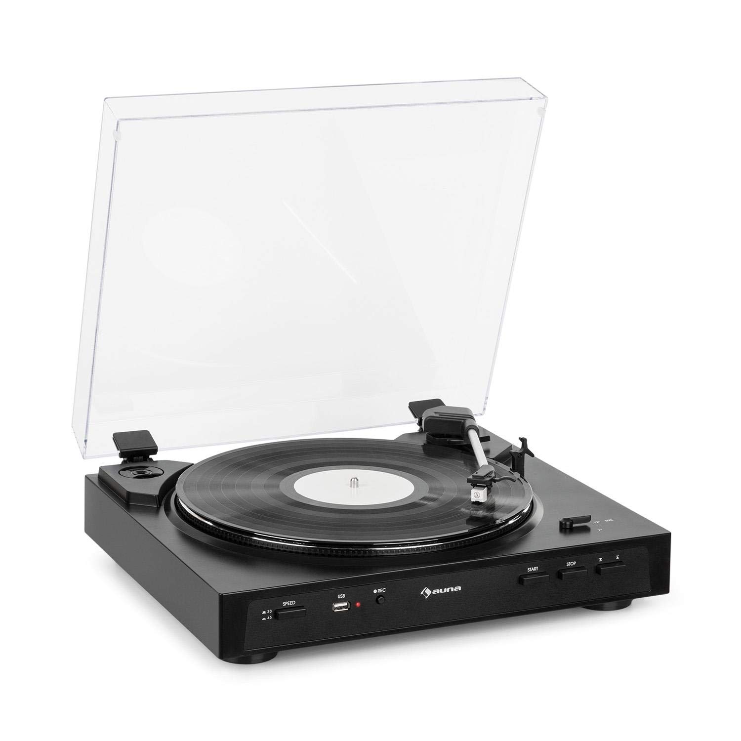 auna-fullmatic-vollautomatischer-plattenspieler-mit-usb-vorverst-rker-schwarz image 1