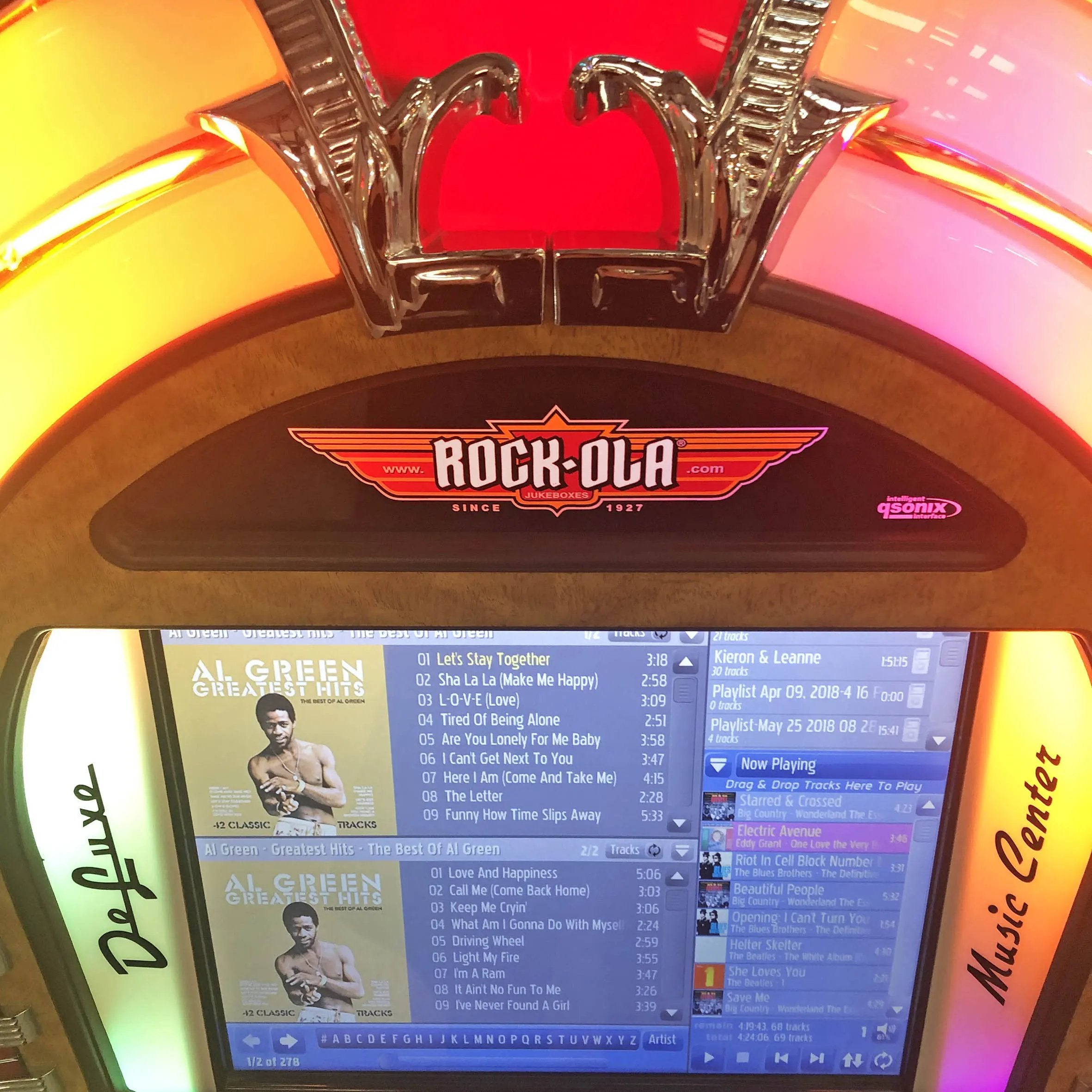 rock-ola-qb-8-bubbler-digital-music-center-jukebox-walnut-touchscreen image 2