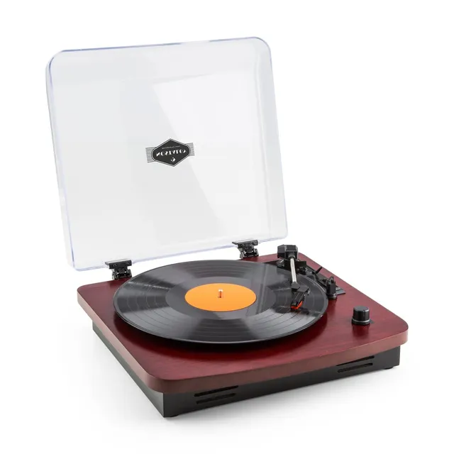 auna-tt-370-schallplattenspieler-mit-stereo-lautsprechern-kirsche image 1