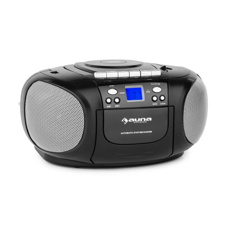 auna-boomboy-boombox-mit-cd-kassette-ukw-radio-und-usb-schwarz image 1