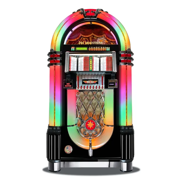 rock-ola-authentic-bubbler-vinyl-45-jukebox-gloss-black image 1