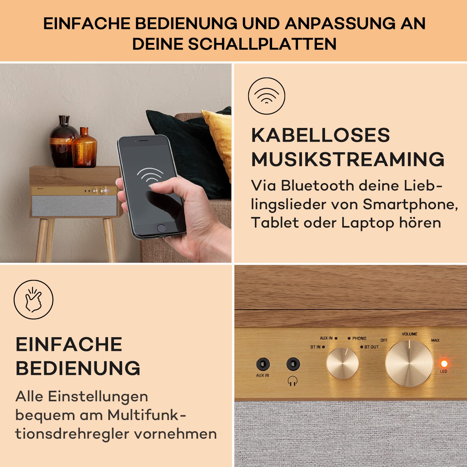 auna-plattenspieler-mit-lautsprecher-und-bluetooth-transmitter-receiver-retro image 4