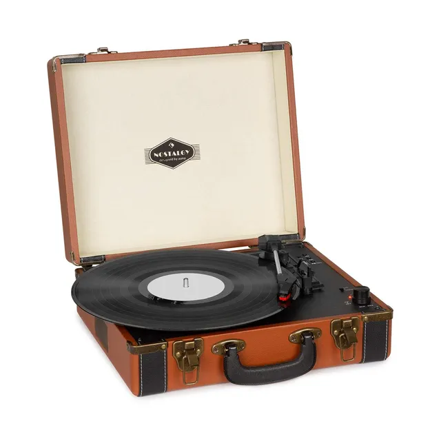 auna-jerry-lee-retro-plattenspieler-koffer-mit-bluetooth-usb-hellbraun image 1