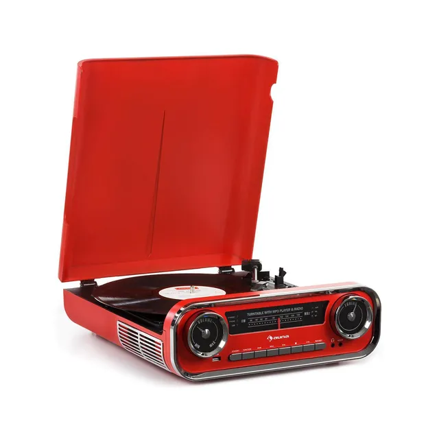 auna-challenger-lp-plattenspieler-mit-stereolautsprecher-bluetooth-und-ukw-radio image 1