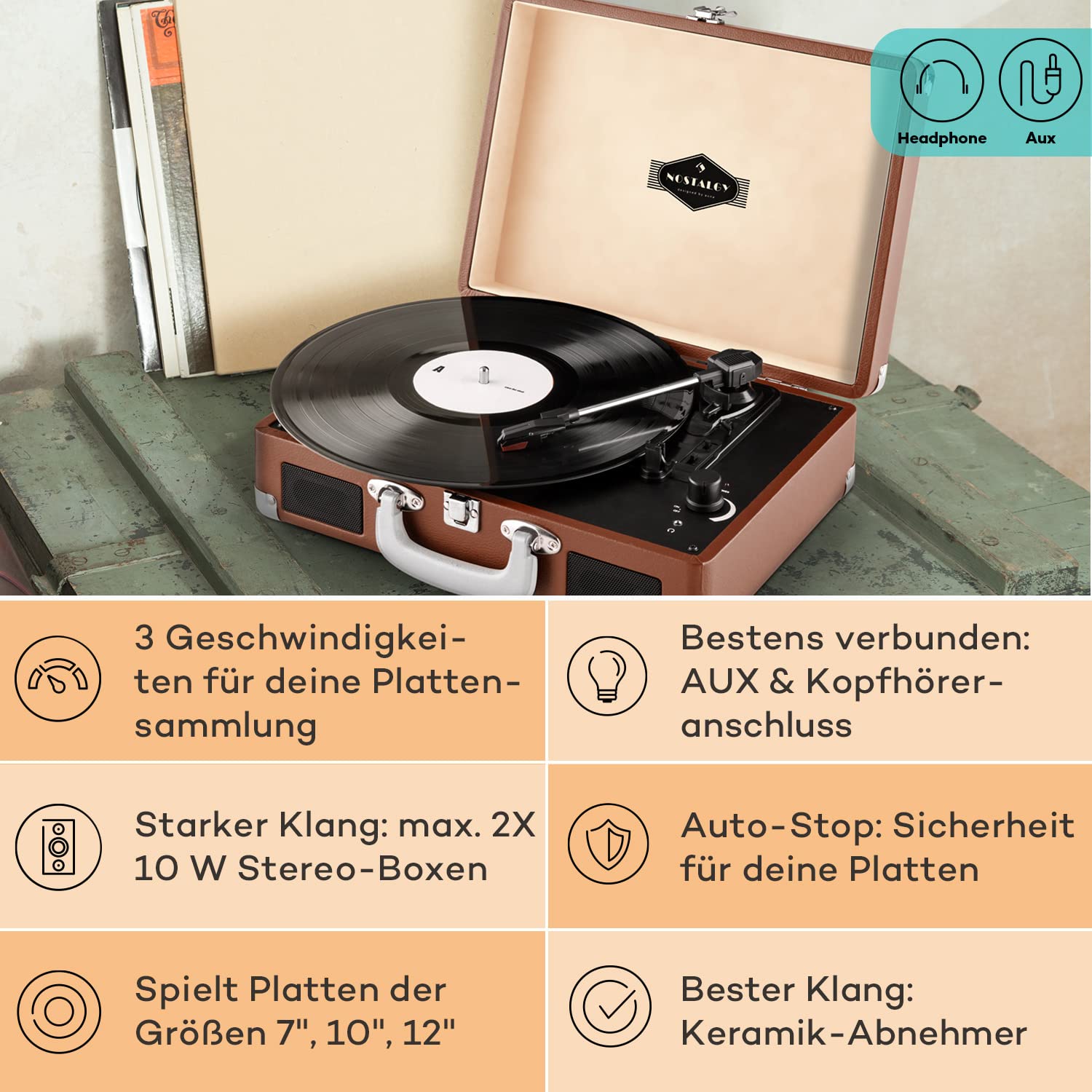auna-plattenspieler-im-retro-design-mit-lautsprecher-usb-3-geschwindigkeiten-33- image 2
