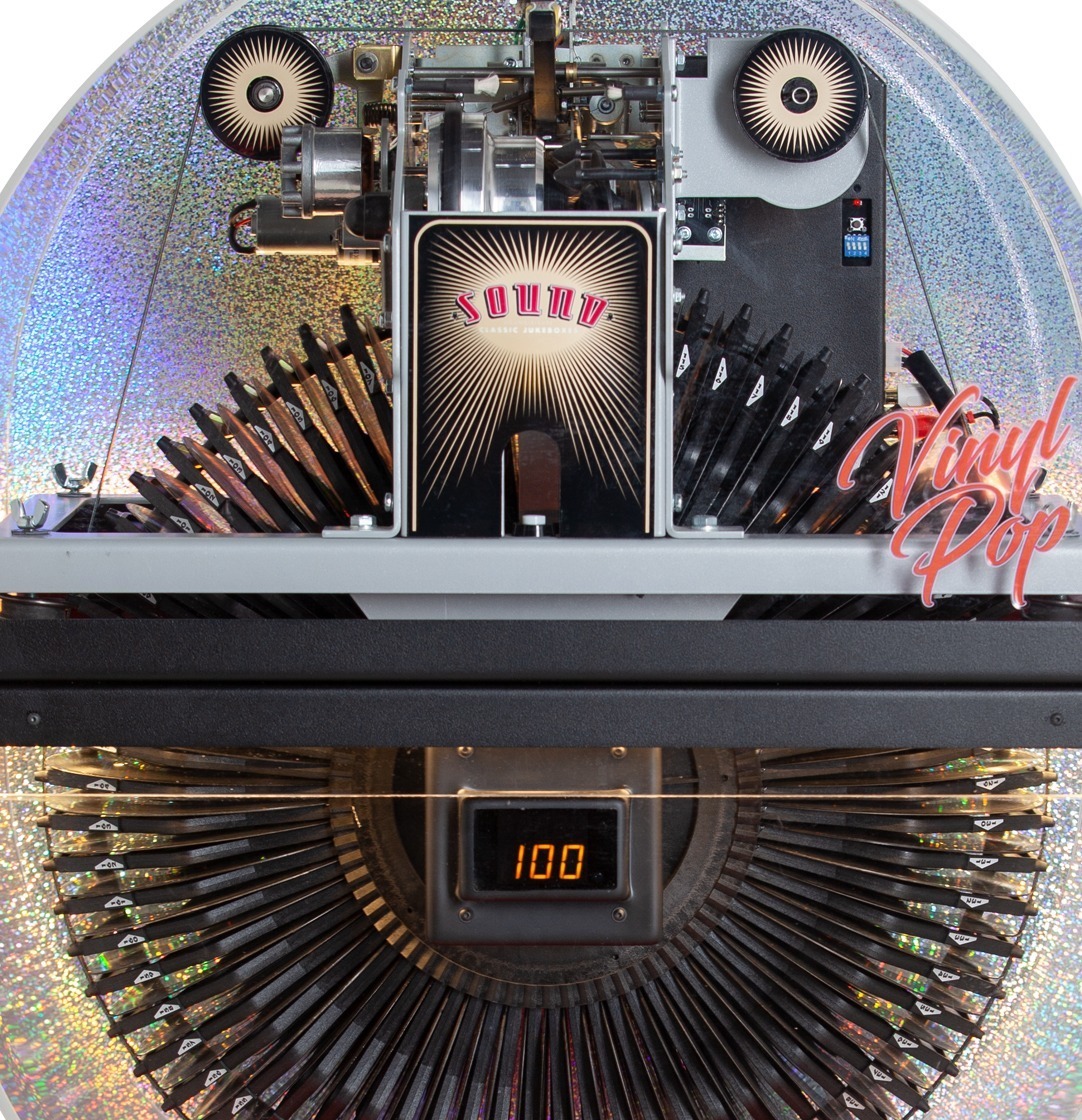 sound-leisure-v45-140-vinyl-pop-rot-vinyl-jukebox-mit-perspex-dome image 5