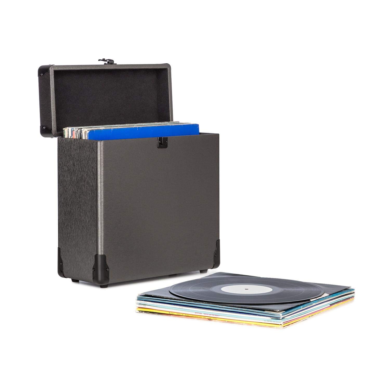 auna-vinylbox-schallplattenkoffer-f-r-30x-12-lps-aluminium-schwarz image 1