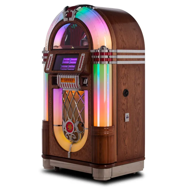 sound-leisure-sl45-vinyl-jukebox-mid-oak-im-stil-wurlitzer-1015 image 1