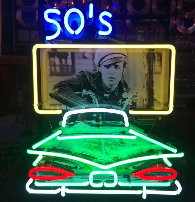 sound-leisure-neon-sign-50-s-drive-in-wild-one-51-x-61-cm image 1