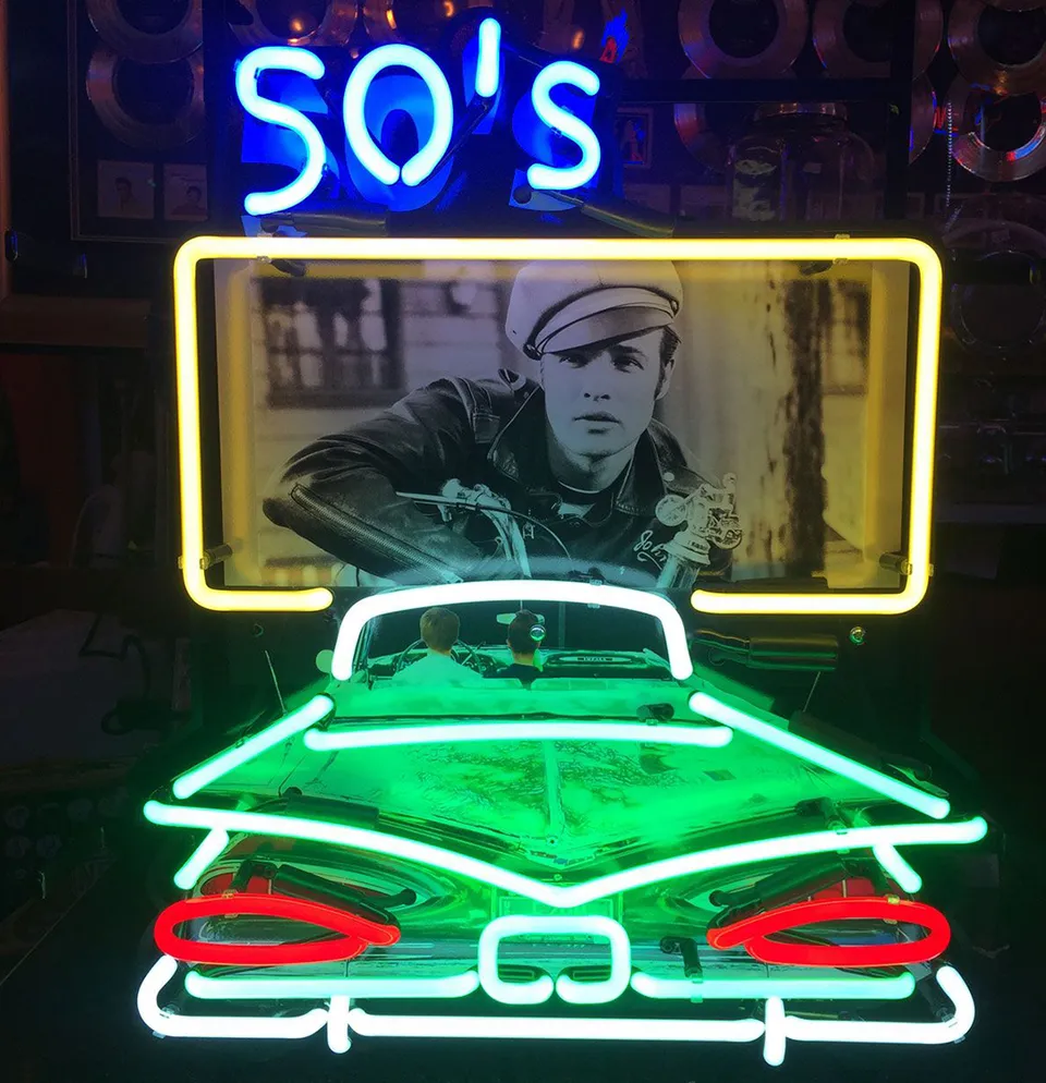 sound-leisure-neon-sign-50-s-drive-in-wild-one-51-x-61-cm image 1