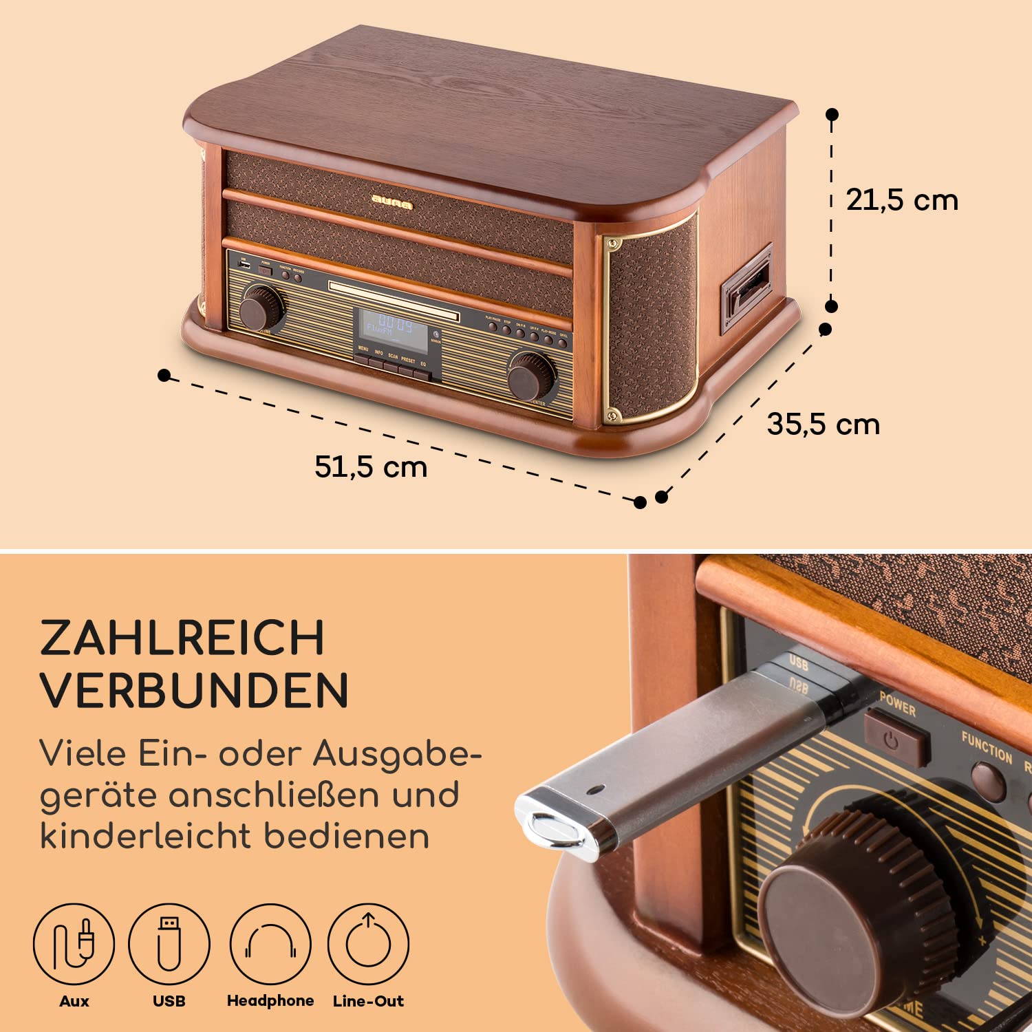 auna-retro-plattenspieler-mit-dab-radio-cd-player-lautsprecher-und-usb-aufnahme- image 6