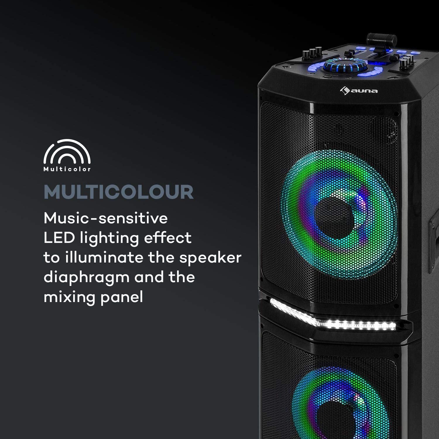 auna-clubmaster-triplebeat-party-station-150w-mit-bluetooth-usb-schwarz image 6