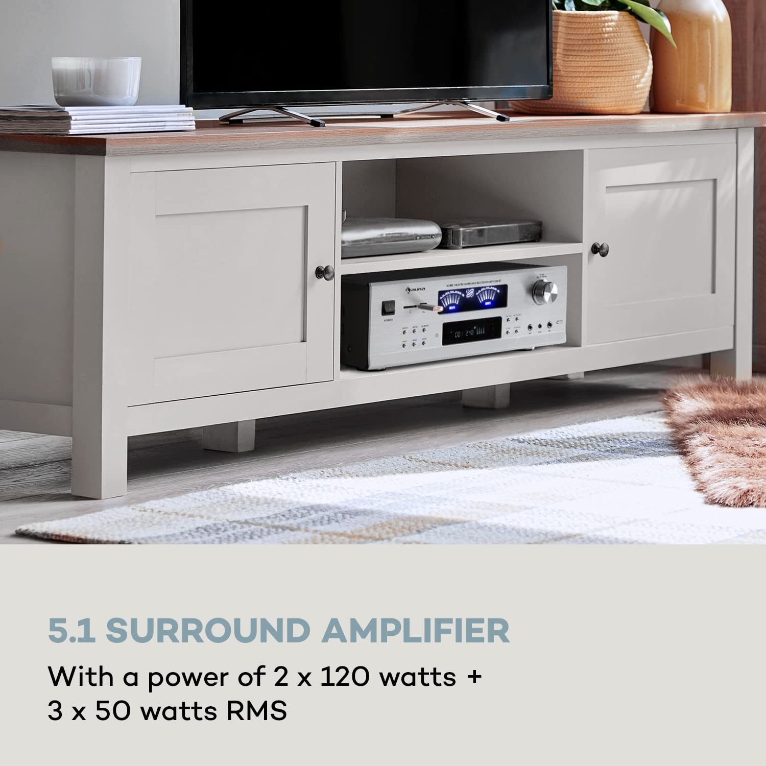 auna-amp-5100-bt-5-1-surround-verst-rker-390-watt-mit-bluetooth-und-vu-meter-wei image 2