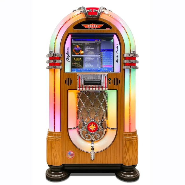 rock-ola-bubbler-digital-music-center-jukebox-qb-8-light-oak image 1