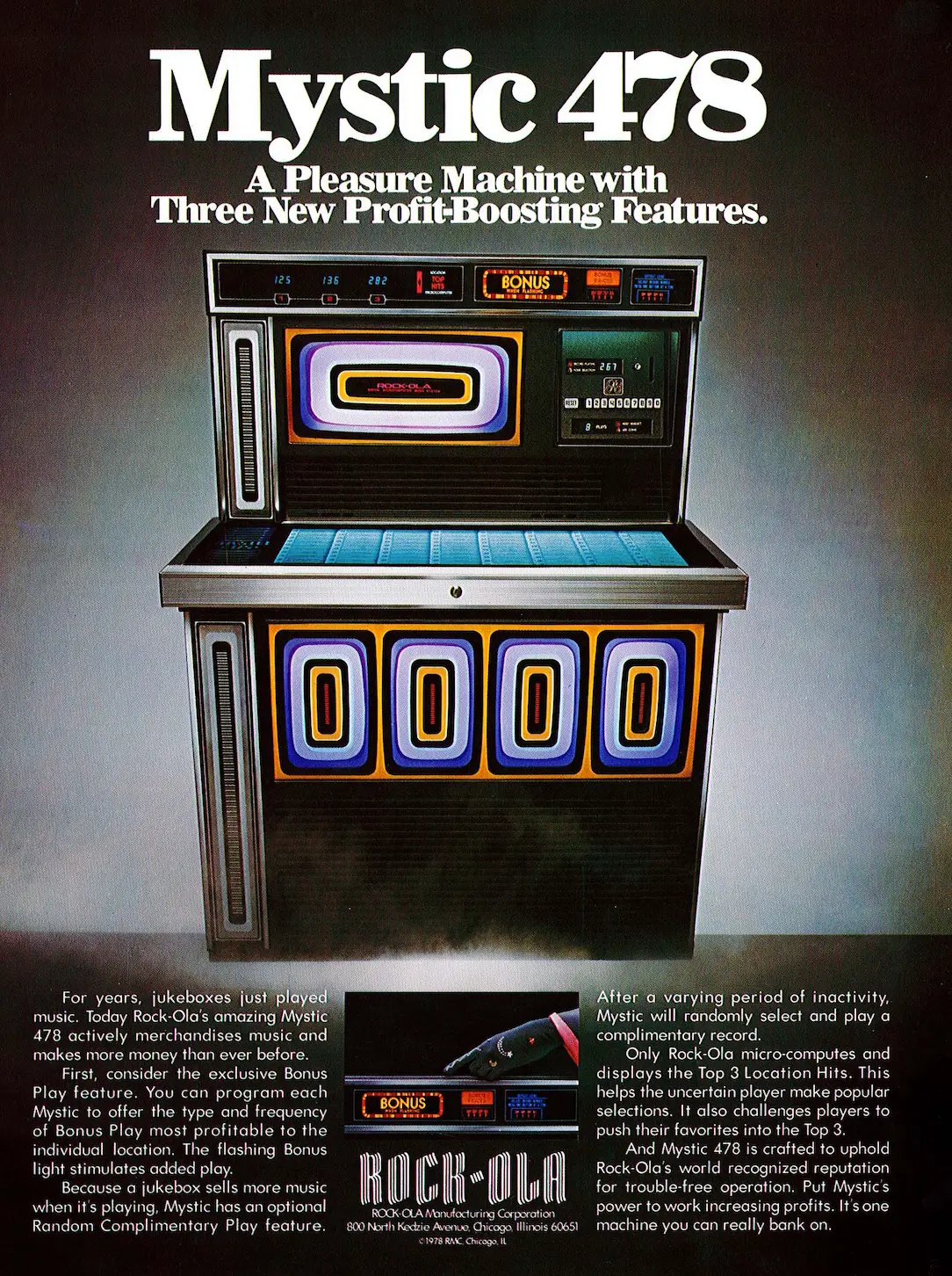 rock-ola-478-mystic-1978-vintage-vinyl-jukebox-160-wahlen image 2