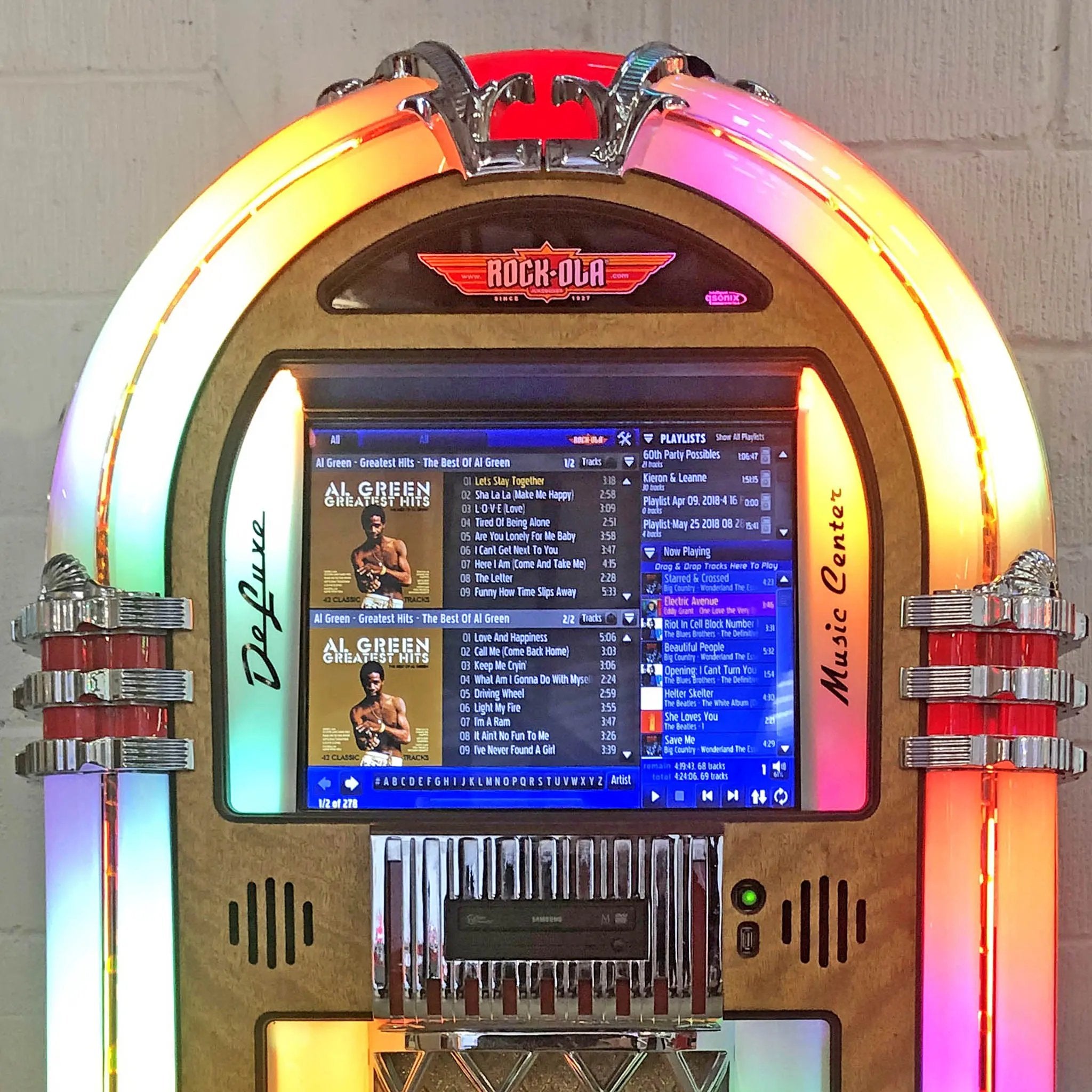 rock-ola-qb-8-bubbler-digital-music-center-jukebox-walnut-touchscreen image 3