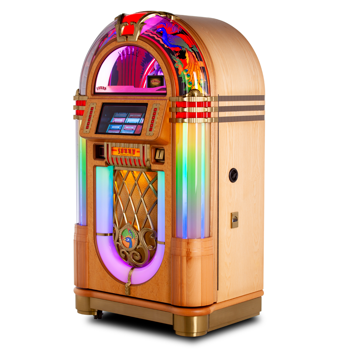 sound-leisure-peacock-sl45-vinyl-jukebox-holz-gold image 1