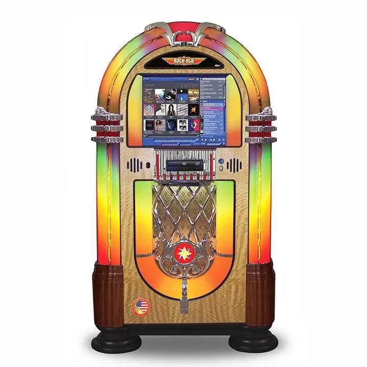 rock-ola-qb-8-bubbler-digital-music-center-jukebox-walnut-touchscreen image 1