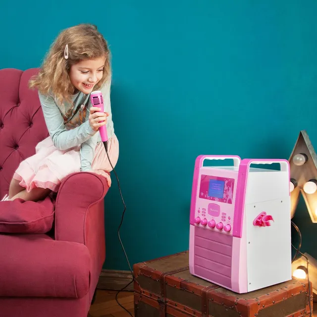 auna-ka8p-v2-pk-karaoke-anlage-mit-cd-g-player-2-mikrofonen-und-tft-display-pink image 1