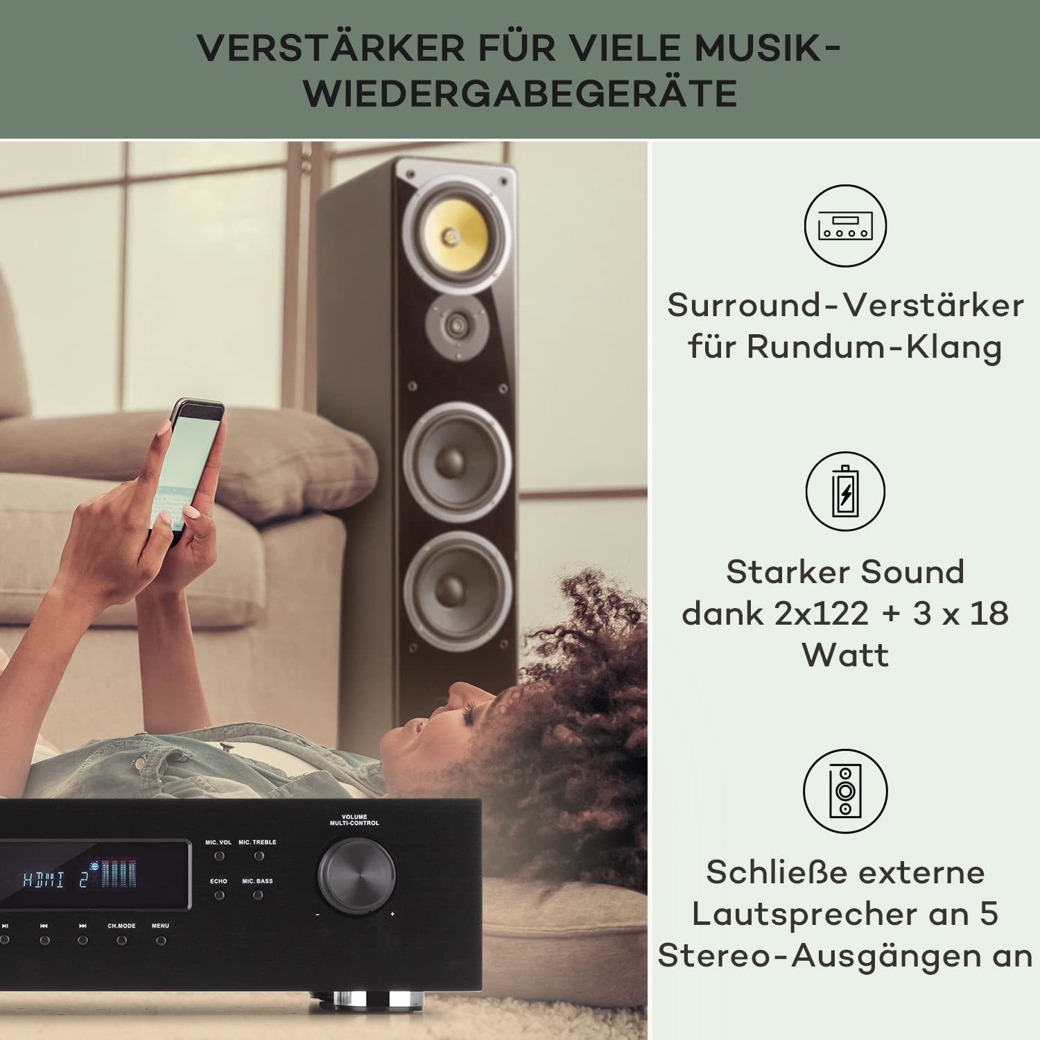 auna-mini-hifi-verst-rker-mit-bluetooth-5-kanal-stereo-verst-rker-mit-fernbedien image 3