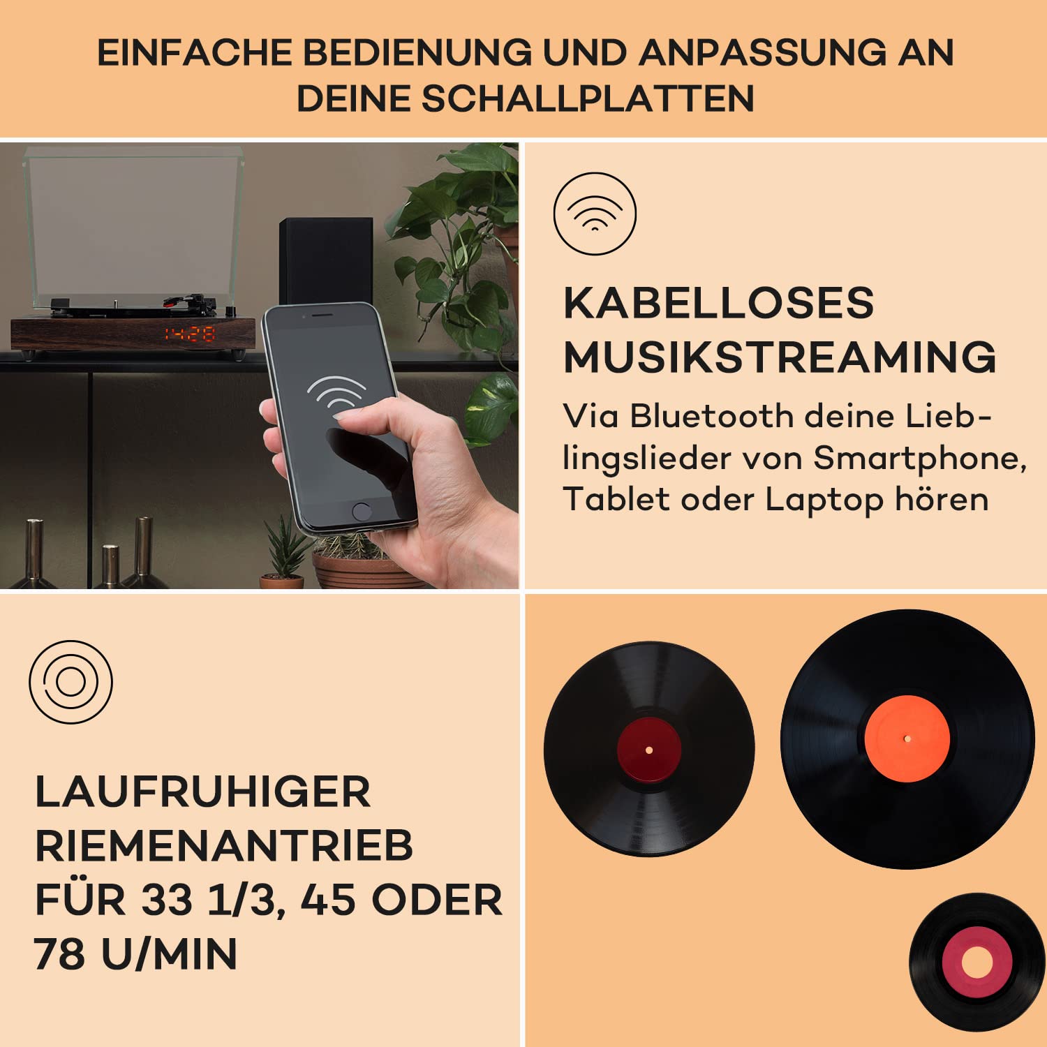 auna-vinyl-plattenspieler-im-retro-design-mit-lautsprecher-bluetooth-und-led-uhr image 4