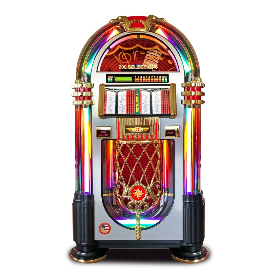 rock-ola-bubbler-vinyl-45-jukebox-crystal-edition-silber image 1