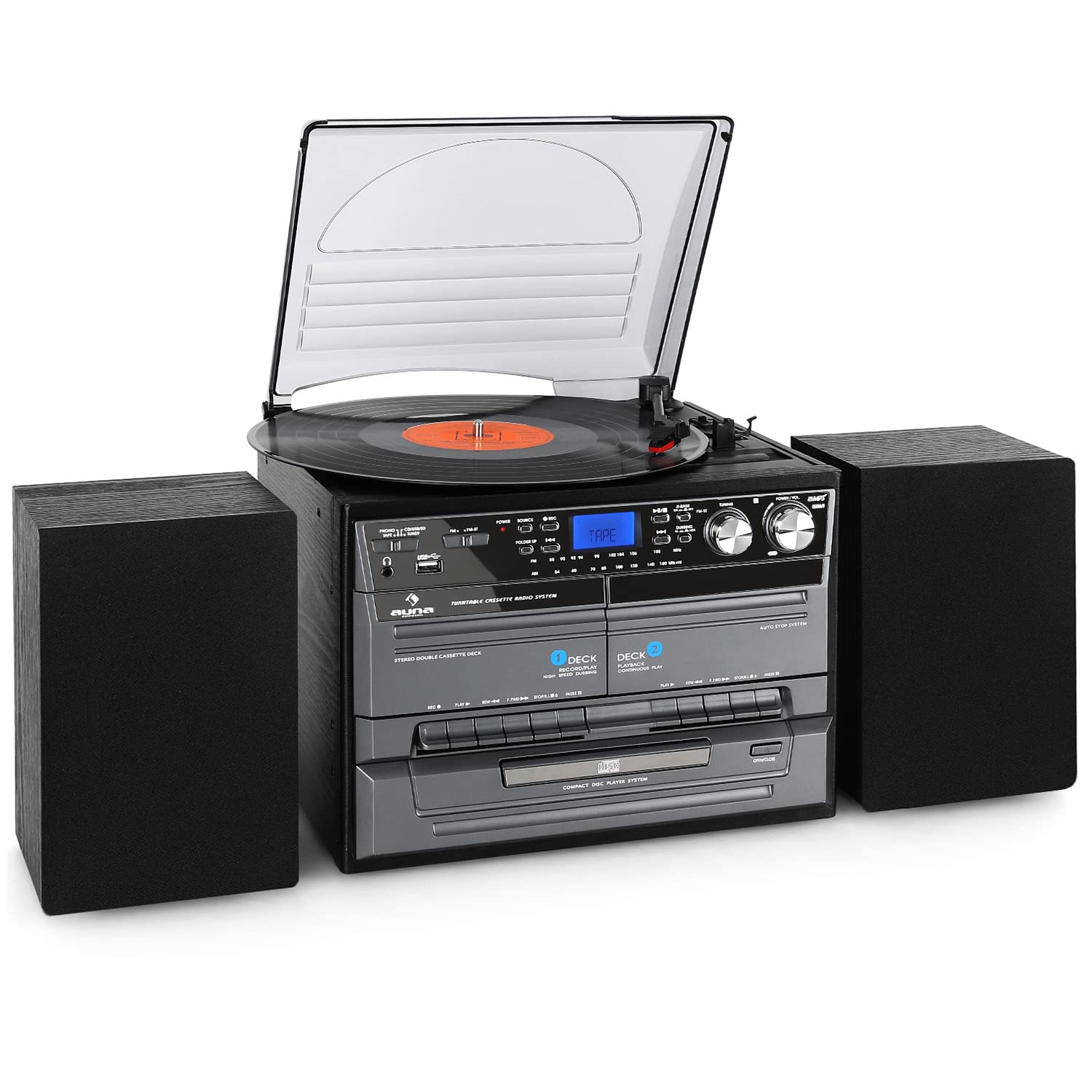 auna-retro-plattenspieler-mit-lautsprecher-dab-cd-und-kassette image 1