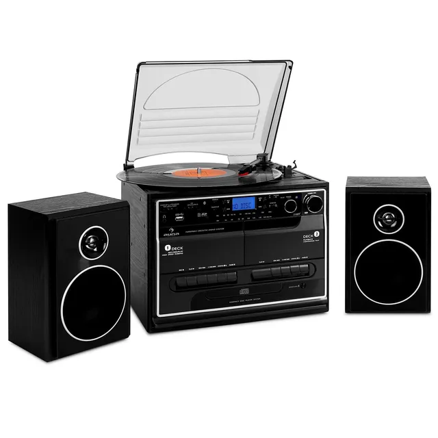 auna-388-bt-stereoanlage-mit-plattenspieler-cd-kassette-schwarz image 1