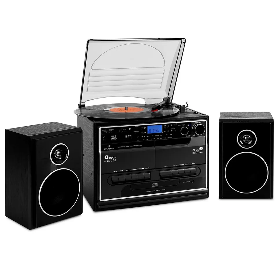 auna-388-bt-stereoanlage-mit-plattenspieler-cd-kassette-schwarz image 1