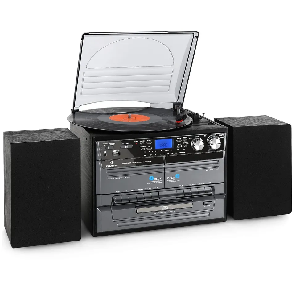auna-retro-plattenspieler-mit-lautsprecher-dab-cd-und-kassette image 1