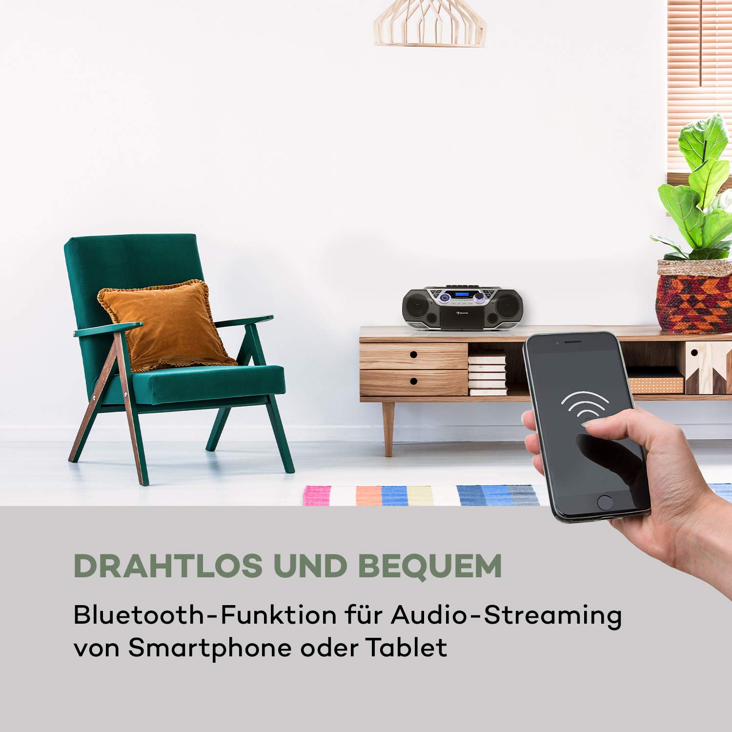 auna-roadie-2k-stereo-boombox-mit-dab-ukw-cd-kassette-usb-und-bluetooth-5-0-silb image 4