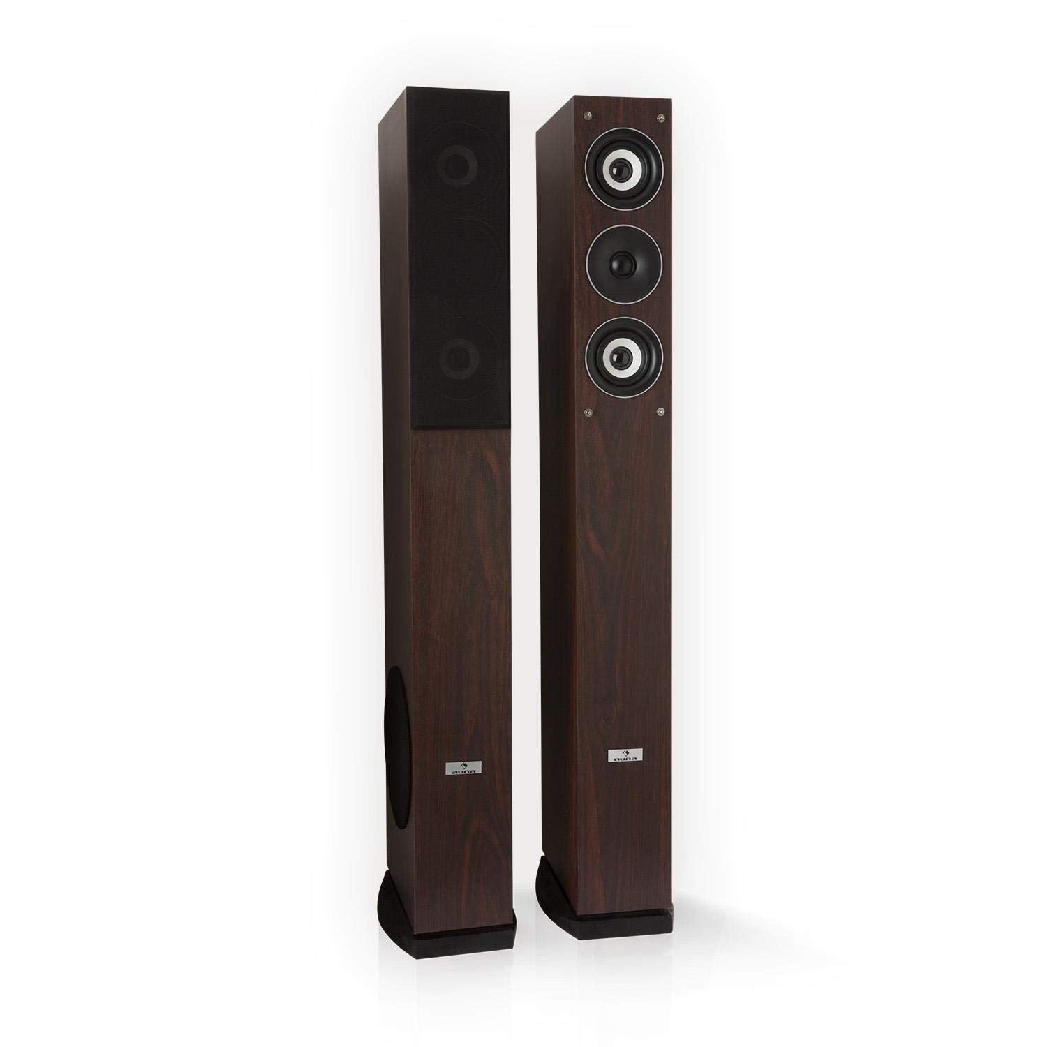 auna-line-4707-standlautsprecher-paar-4-wege-hifi-960-watt-braun image 1