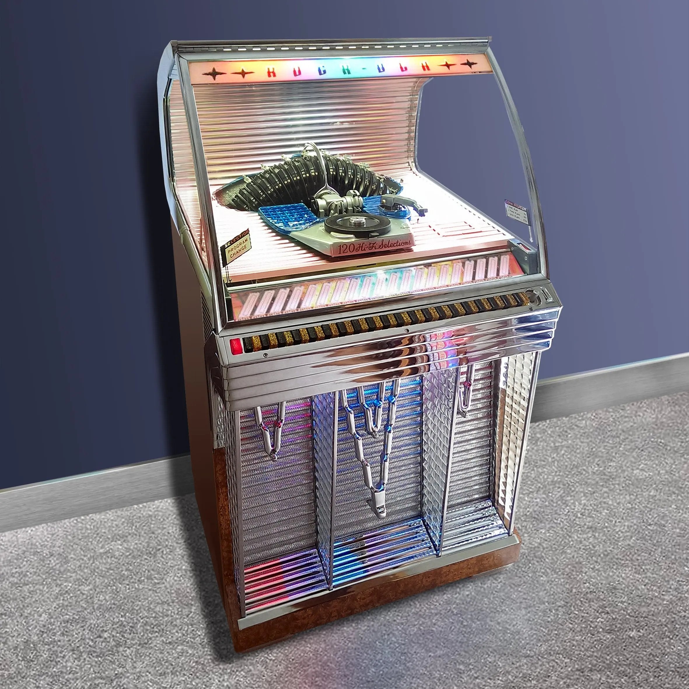 rock-ola-1448-jukebox-1955-vintage-vinyl-musikbox-120-wahlen-silber image 6