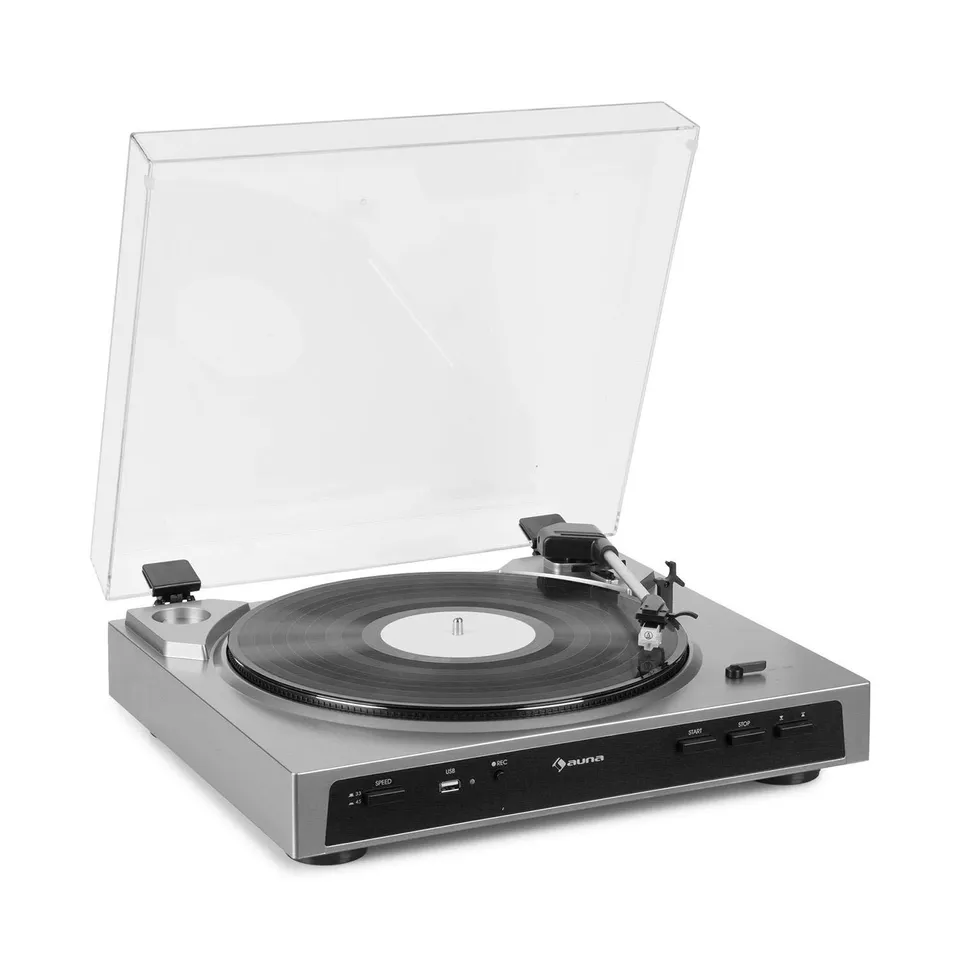 auna-fullmatic-vollautomatischer-plattenspieler-silber-33-45-u-min-usb-vorverst- image 1