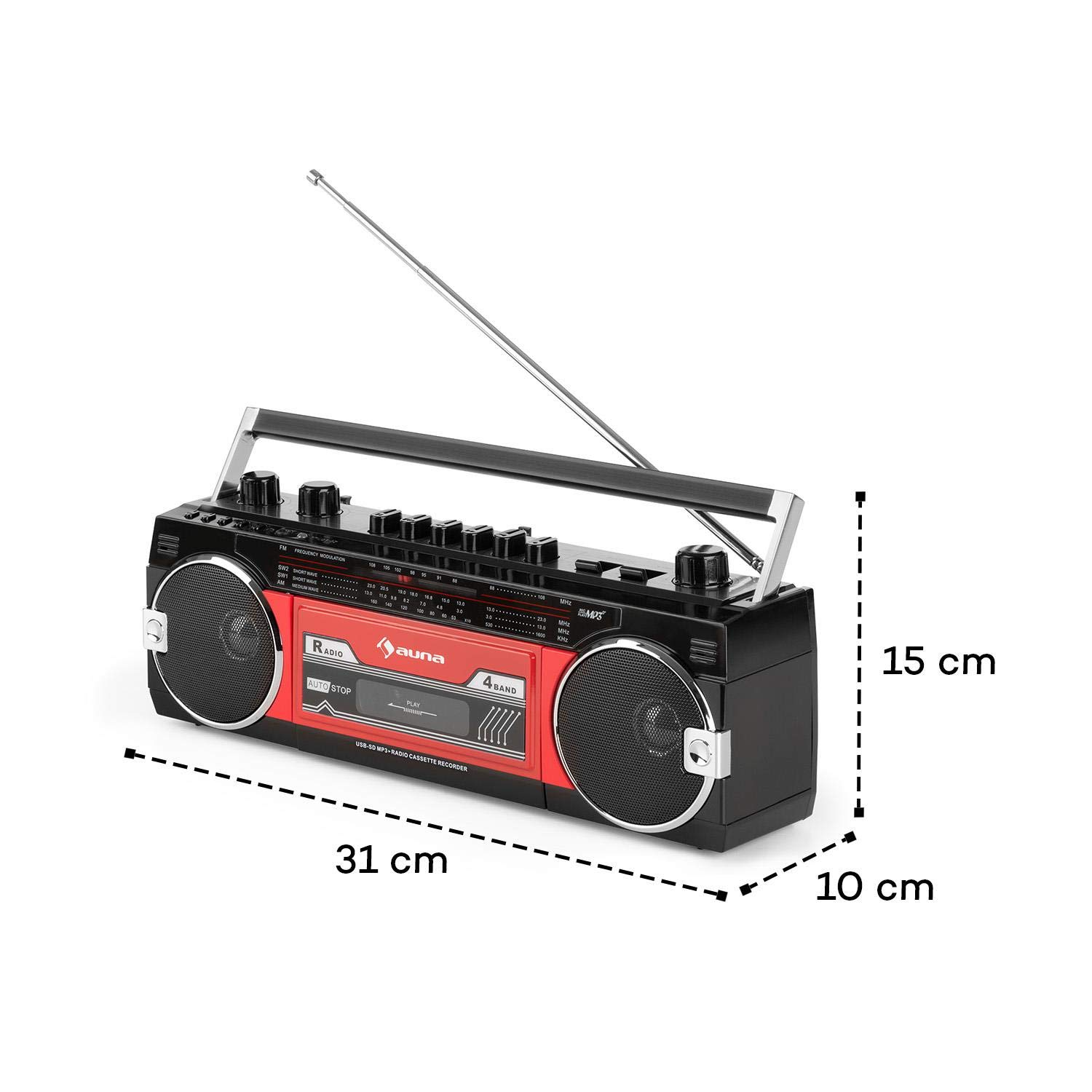 auna-duke-mkii-kassettenrekorder-mit-bluetooth-und-4-band-radio-schwarz-rot image 8
