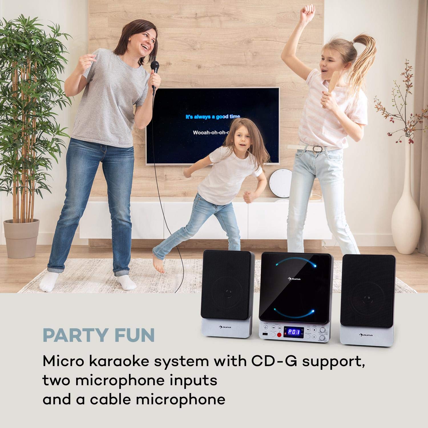 auna-microstar-sing-microsystem-vertikalanlage-karaoke-cd-bluetooth-schwarz image 2